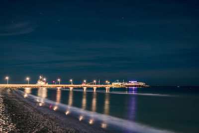 Scenic view of sea against sky at night