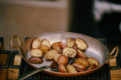 High angle view of breakfast on table