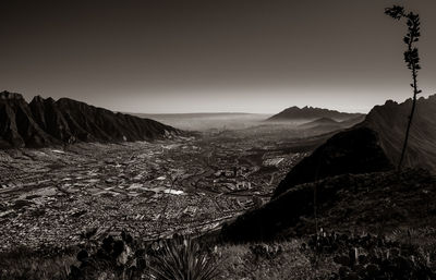 Scenic view of mountains against clear sky