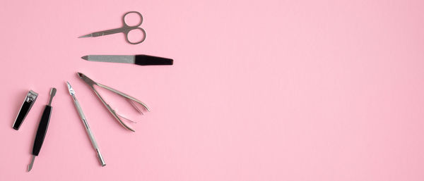 Directly above shot of pink metal on table