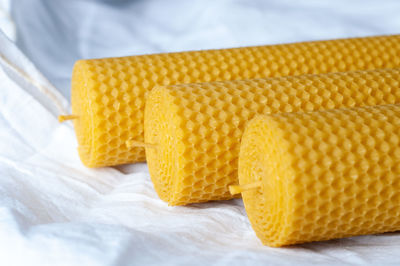 Close-up of yellow bread on table