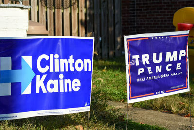 Close-up of sign board