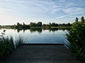 Scenic view of lake against sky