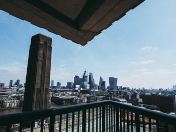 Modern buildings in city against sky