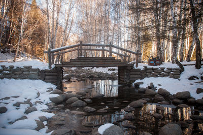 View of frozen river in winter