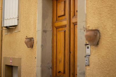 Closed door of building