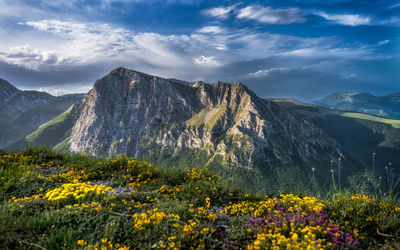 Scenic view of mountains against sky