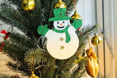 Close-up of christmas decoration on tree