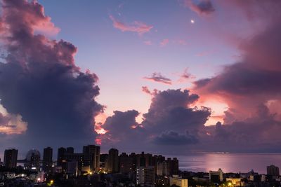 Silhouette buildings against sky during sunset