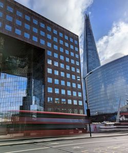 Low angle view of skyscraper against sky