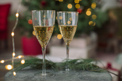 Close-up of wine glass on table