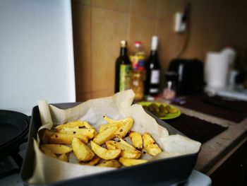 Close-up of food on table