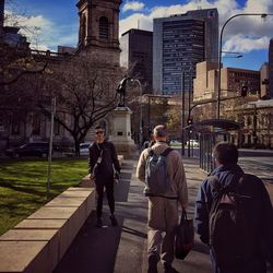 People on street in city