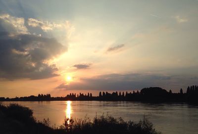 Scenic view of sunset over sea