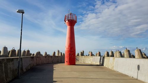 Low angle view of lighthouse against sky