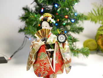 Close-up of christmas decoration on tree