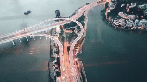 High angle view of bridge over river