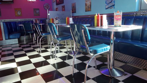 Empty chairs in a restaurant