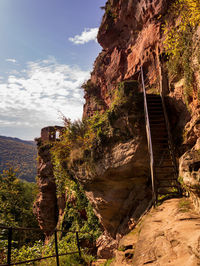 Rock formation on land against sky