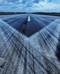 Surface level of road against sky