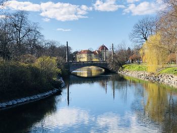 Bridge over river against sky