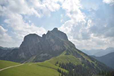 Scenic view of mountains against sky