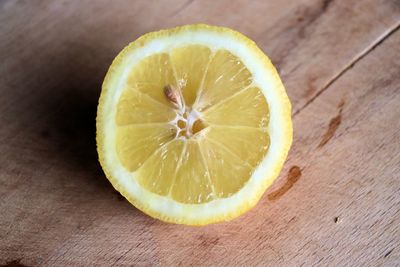 Close-up of lemon on table