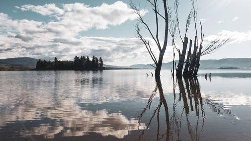 Scenic view of lake against sky