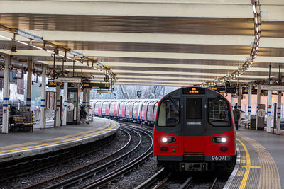 Train on railroad station platform