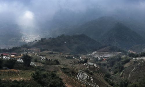 High angle view of landscape in sapa