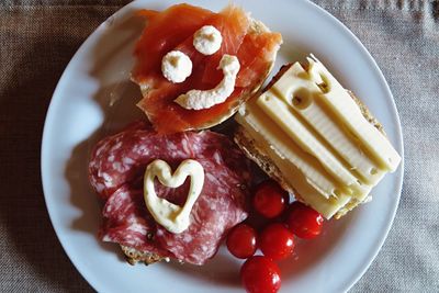 Close-up of served food in plate