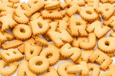 Full frame shot of letter-shaped cookies