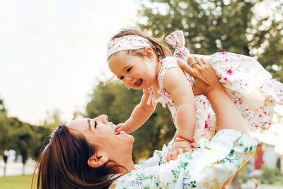 Happy mother and daughter