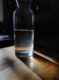 Close-up of beer in glass on table