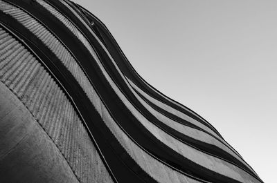 Low angle view of modern building against clear sky