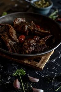 High angle view of food on table