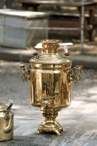 Close-up of electric lamp on table