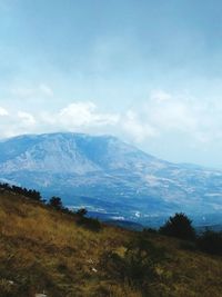 Scenic view of mountains against sky