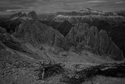 Scenic view of rocky mountains against sky