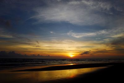 Scenic view of sea at sunset