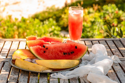 Close-up of watermelons on table