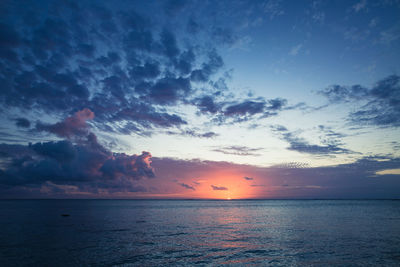 Scenic view of sea against cloudy sky