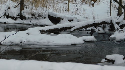 Scenic view of frozen river