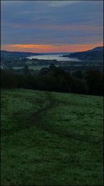 Scenic view of landscape against sky during sunset