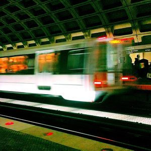 Train at railroad station platform