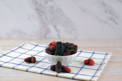 Close-up of fruits on table