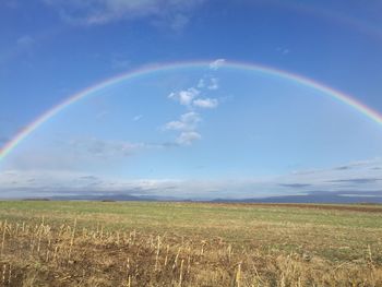 Scenic view of rainbow against sky