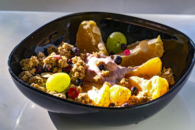 Cereals and fresh fruit bowl