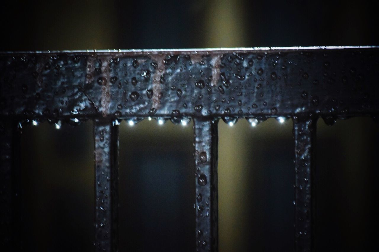 water, close-up, metal, drop, wet, indoors, pattern, old, rusty, built structure, metallic, textured, no people, wood - material, focus on foreground, detail, full frame, protection, part of