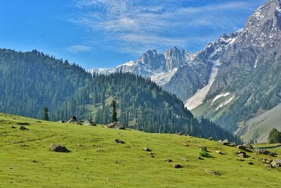 Panoramic view of landscape and mountains against sky